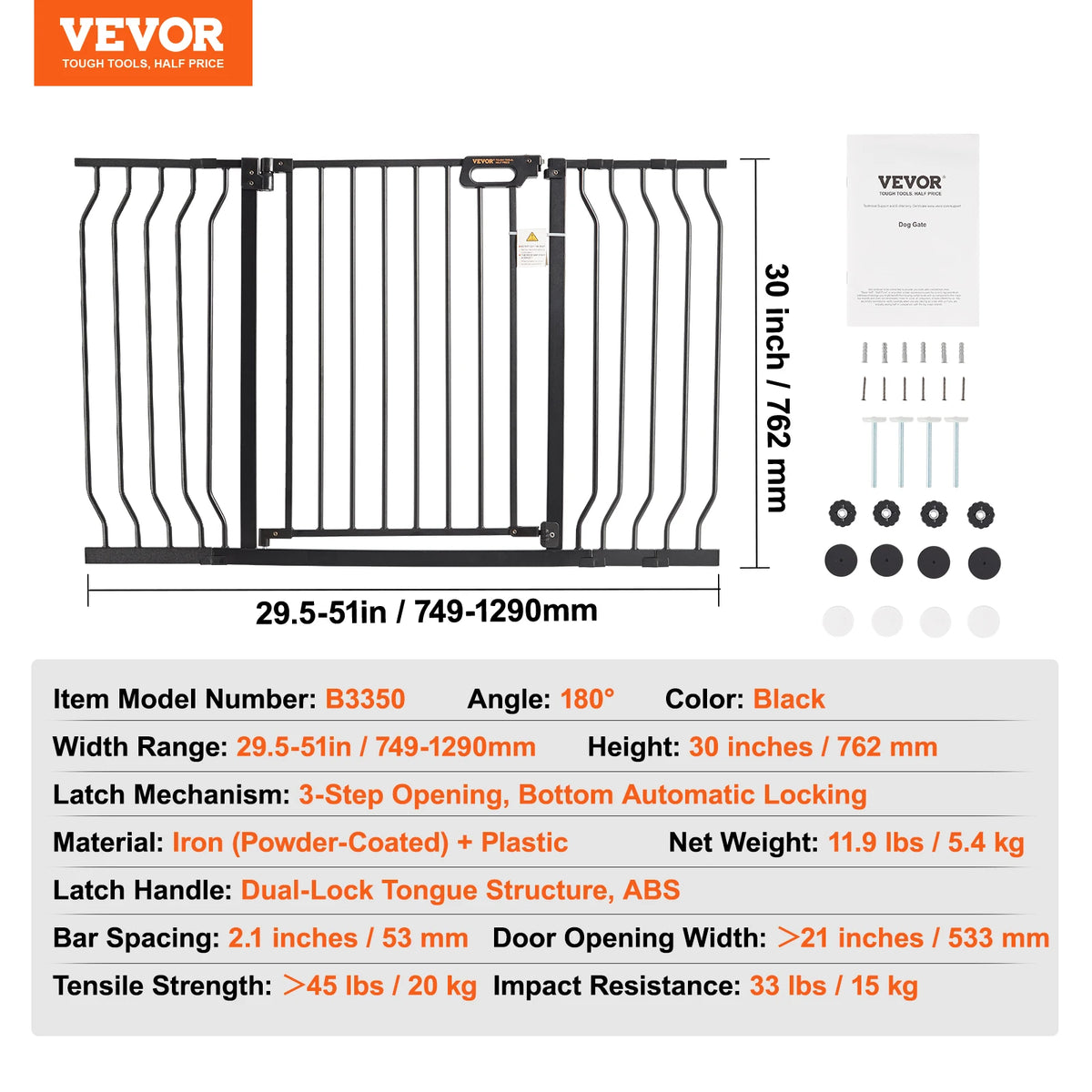 SucceBuy Stainless Steel Pressure Mount Baby Pet Security Gate