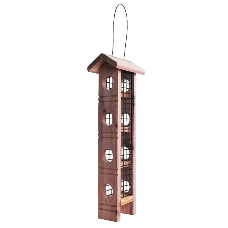 Red Cedar Wild Bird Suet Plug Feeder For Outdoor Feeding