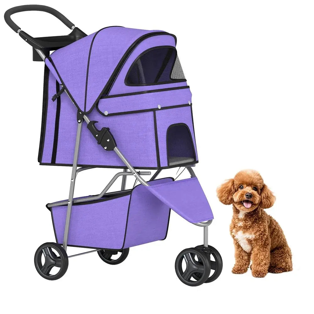 Pet Stroller Carrier For Dogs And Cats With Waterproof Mesh