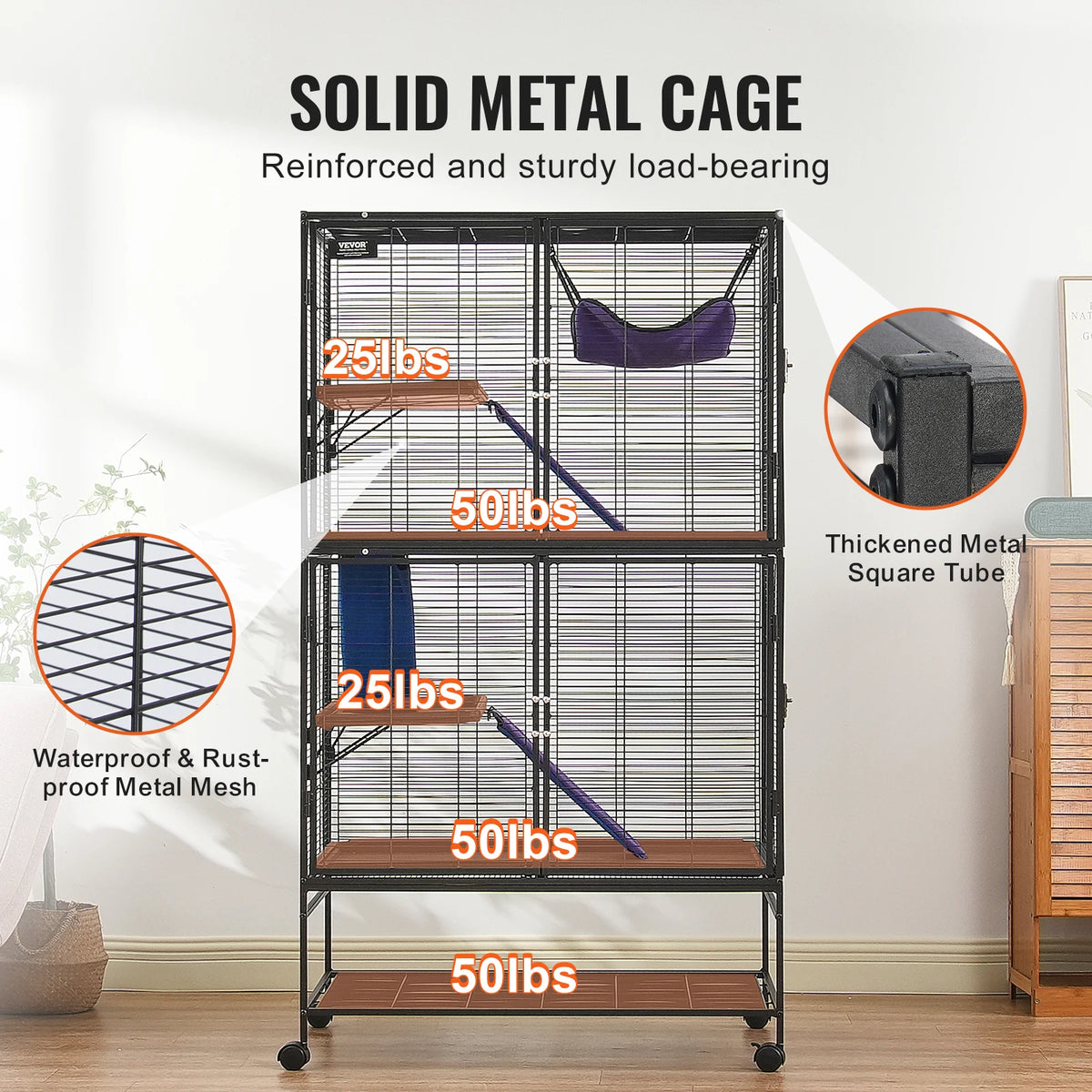 SucceBuy 4 Tier Rolling Metal Wire Small Animal Cage
