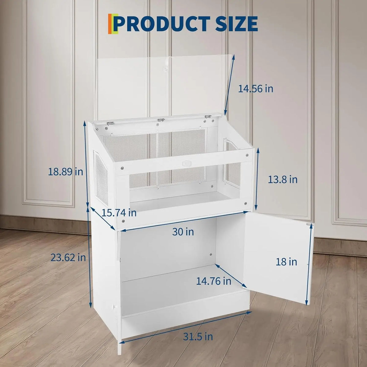 HiMISS Ventilated Acrylic Small Pet Cage With Storage Cabinet