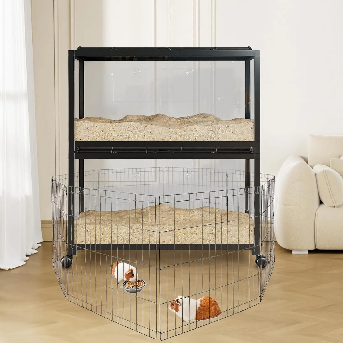 HiMiss 3 Tier Hamster Cage With Running Wheel And Ramp