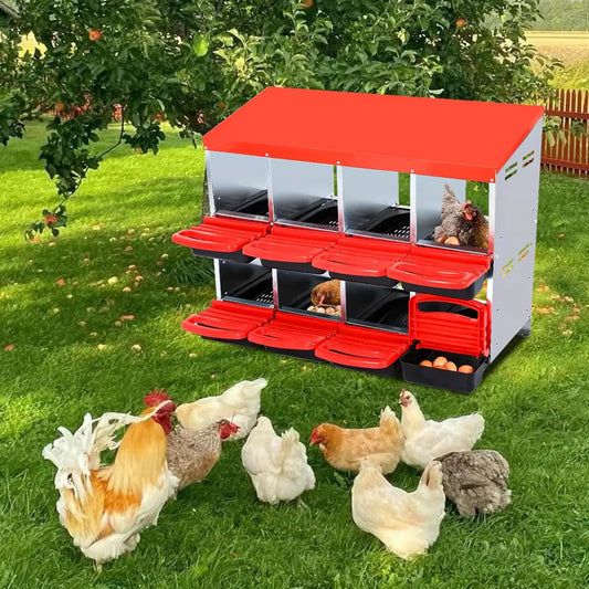 HiMISS Metal Chicken Nesting Box With Roll Out Egg Collection