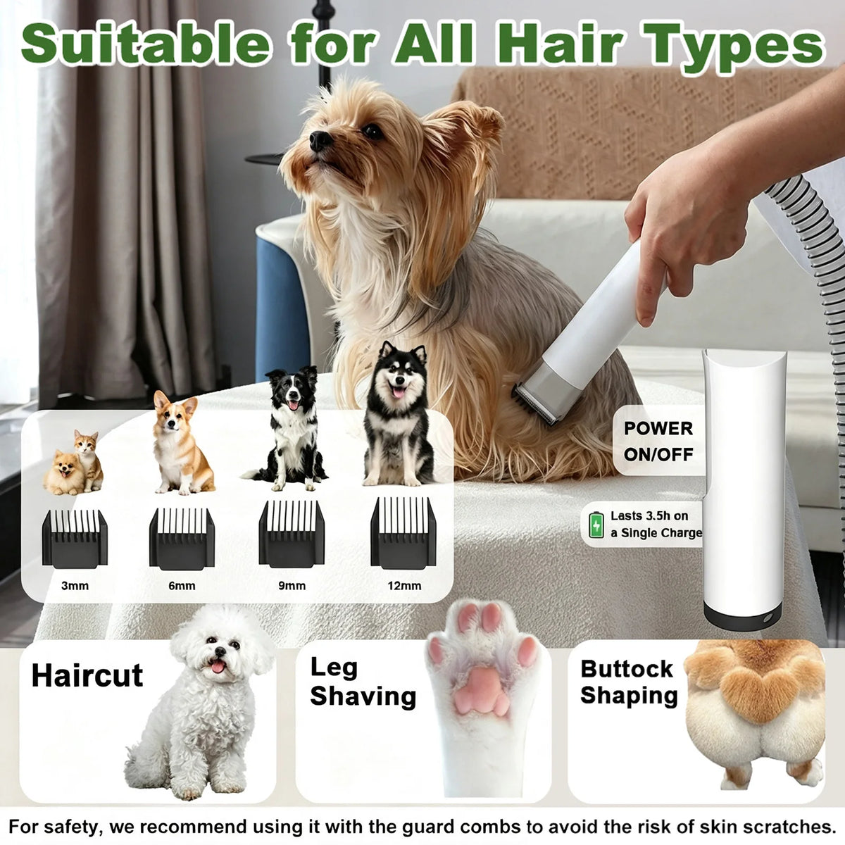 Professional 5 In 1 Pet Grooming Vacuum Dryer Trimmer Kit