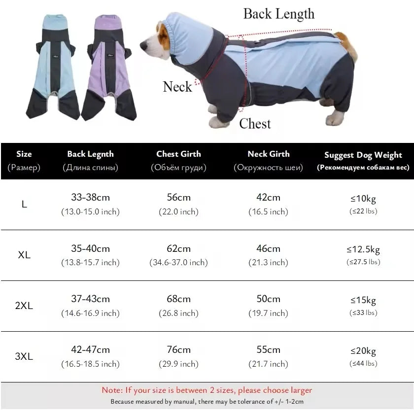 Waterproof Full Body Raincoat for Corgis and Short Leg Dogs