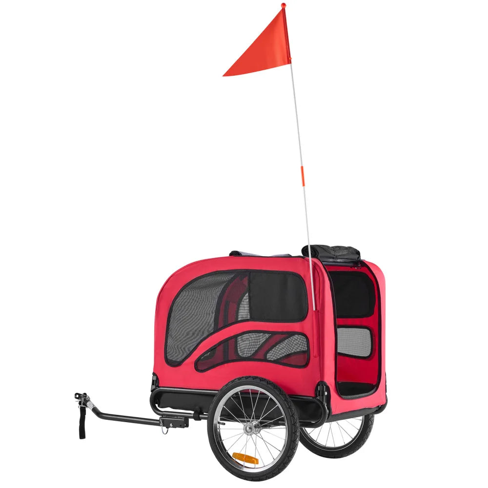 Foldable Dog Bike Trailer With Quick Release Wheels And Safety Features