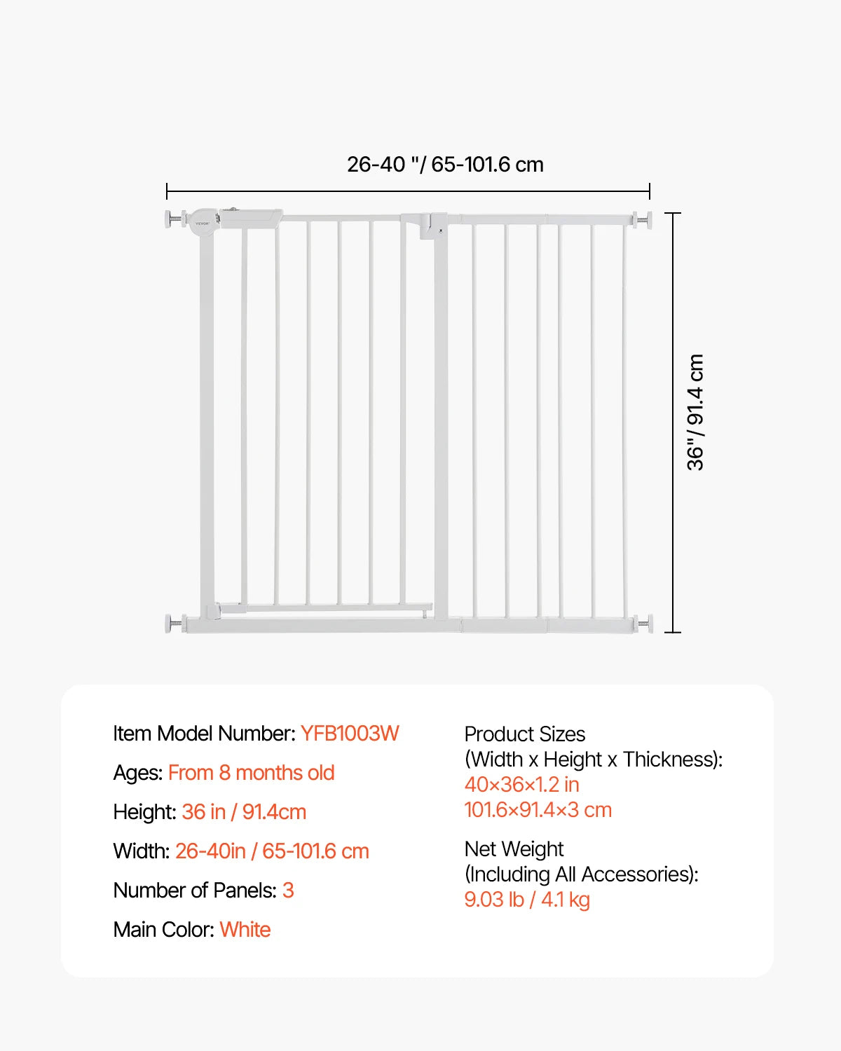 SucceBuy Stainless Steel Pressure Mount Baby Pet Security Gate