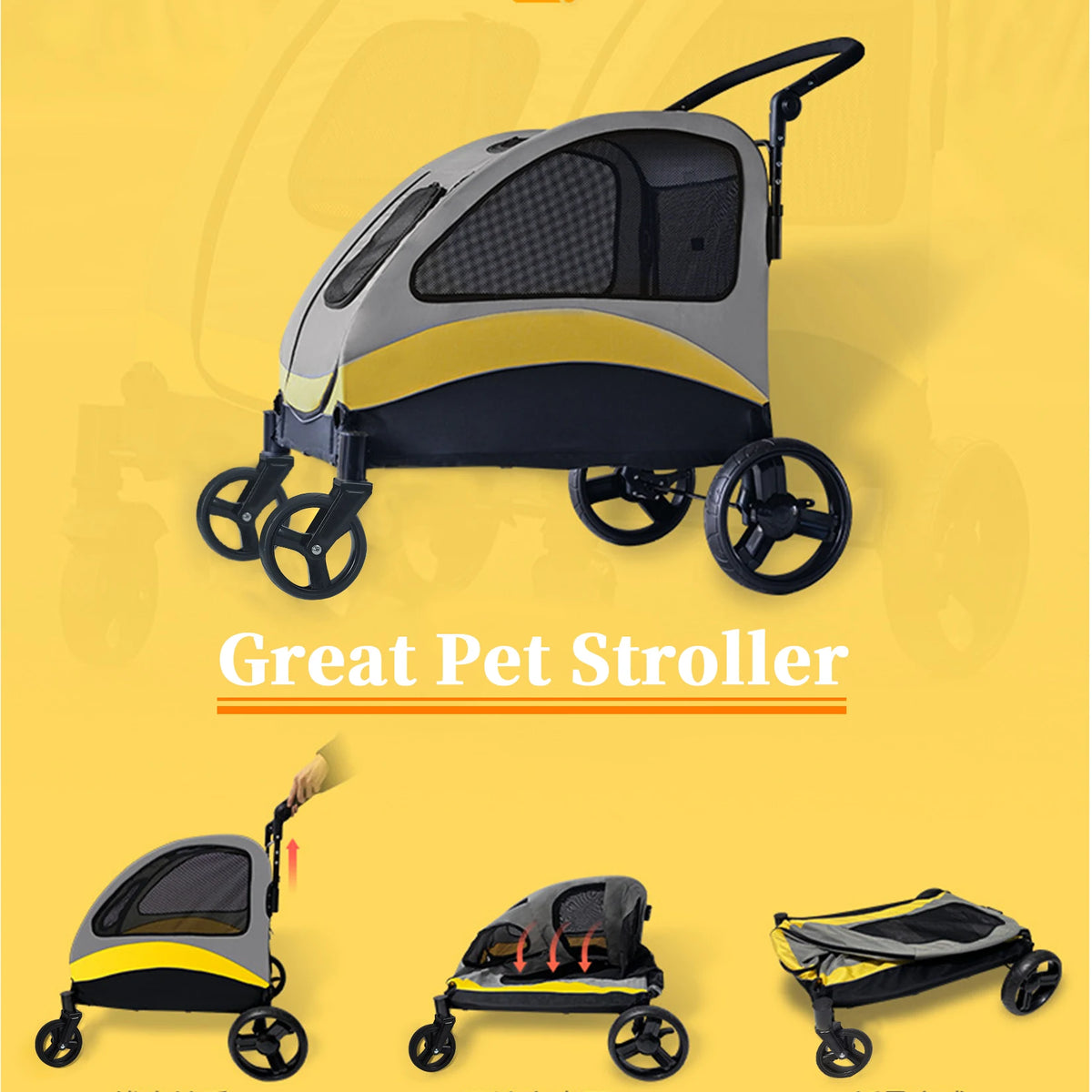 Foldable Breathable Pet Stroller For Dogs And Cats Travel Carrier