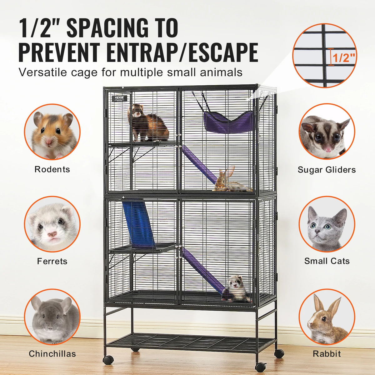 SucceBuy 4 Tier Rolling Metal Wire Small Animal Cage