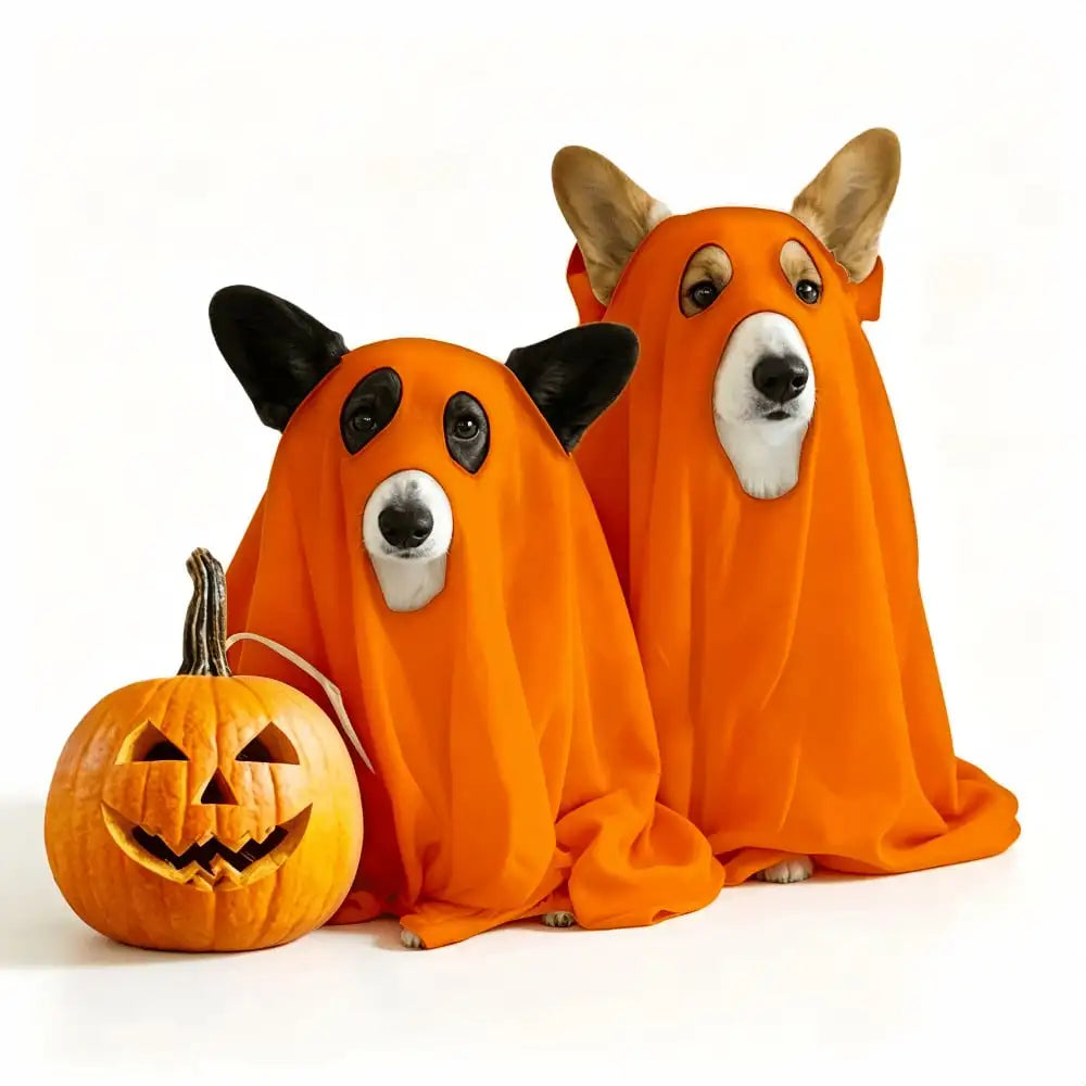 Halloween Ghost Pet Cape And Reindeer Antlers Headband Costume Set
