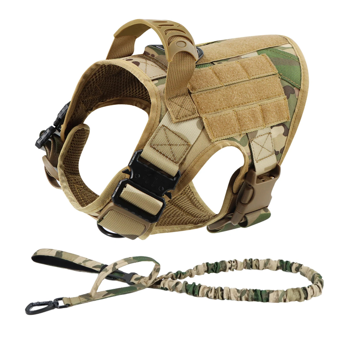 Pettravel Tactical Dog Harness Leash Set With Quick Release Handle