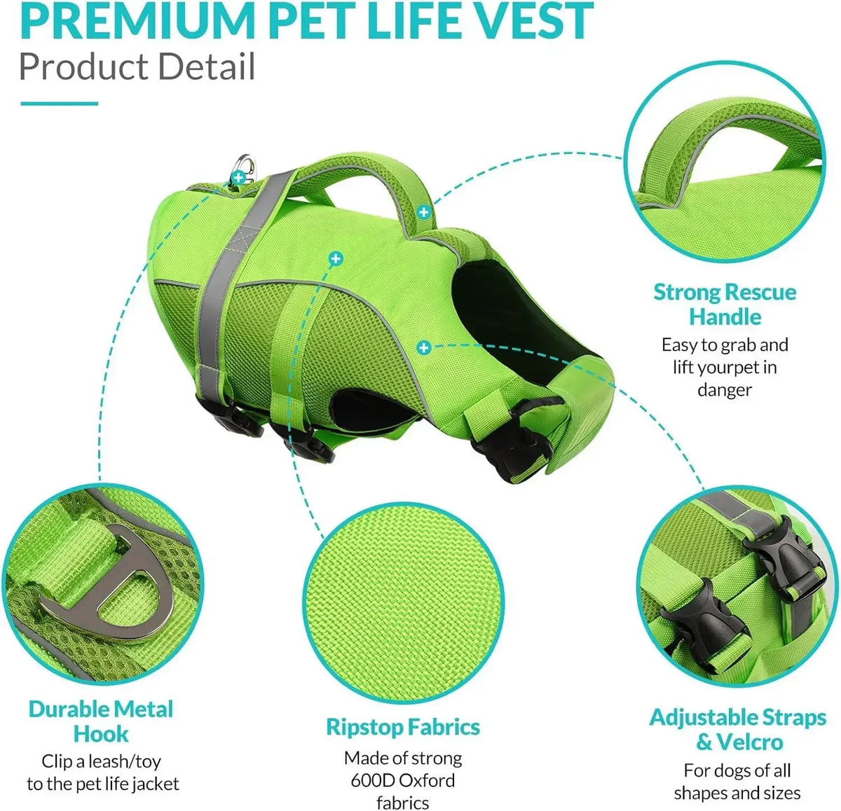Bxx High Buoyancy Mesh Dog Life Jacket With Rescue Handle