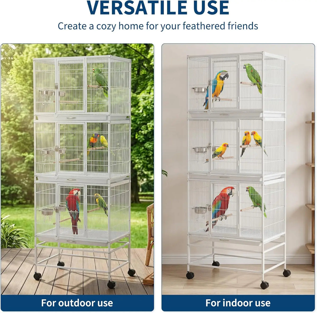 HiMiss Heavy Duty Divider Bird Cage with Steel Trays