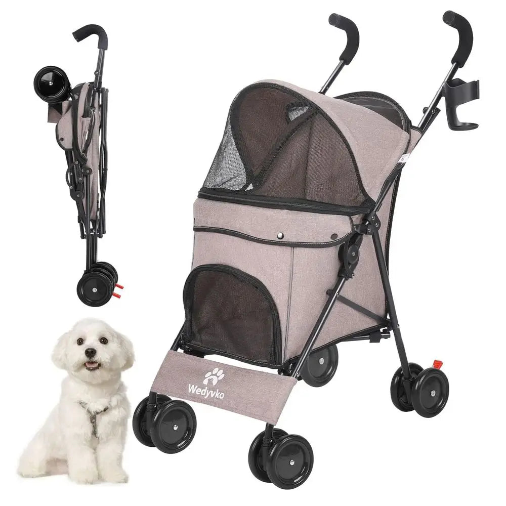 Foldable Travel Pet Stroller For Small Dogs And Cats