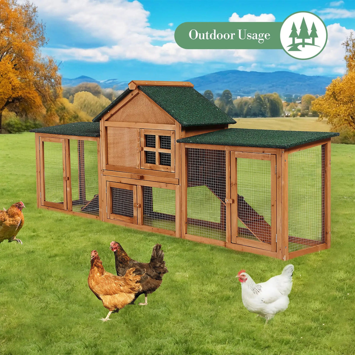 HiMISS Two Story Outdoor Rabbit Hutch With Ramp And Tray