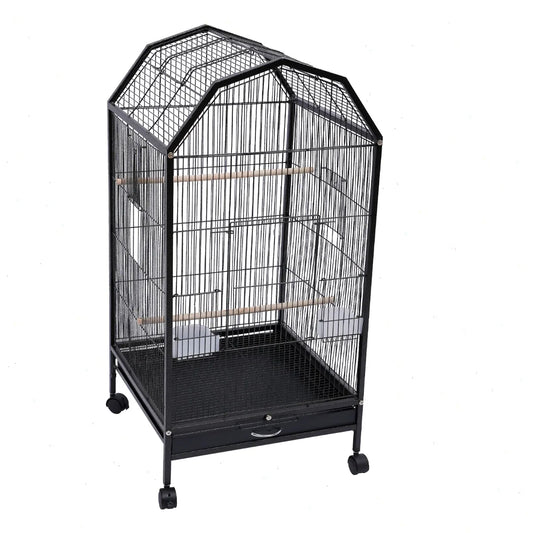 Sturdy Iron Bird Cage Featuring Spacious Open Bar Design