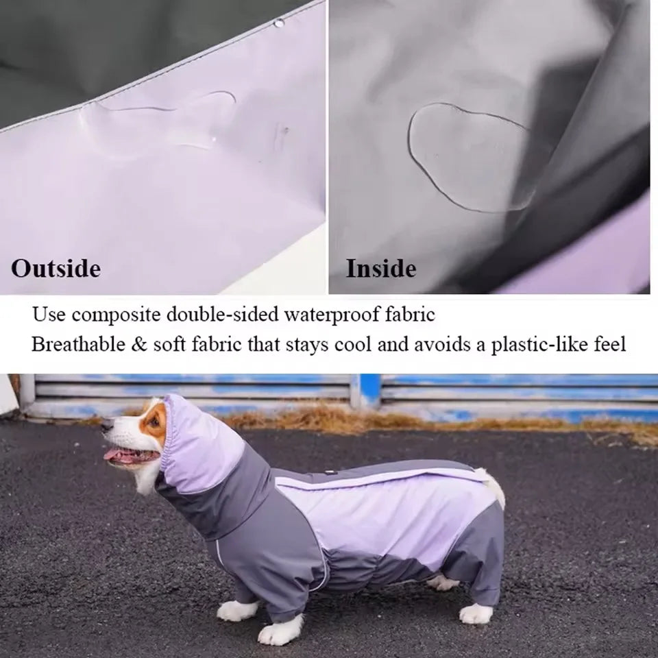 Waterproof Full Body Raincoat for Corgis and Short Leg Dogs