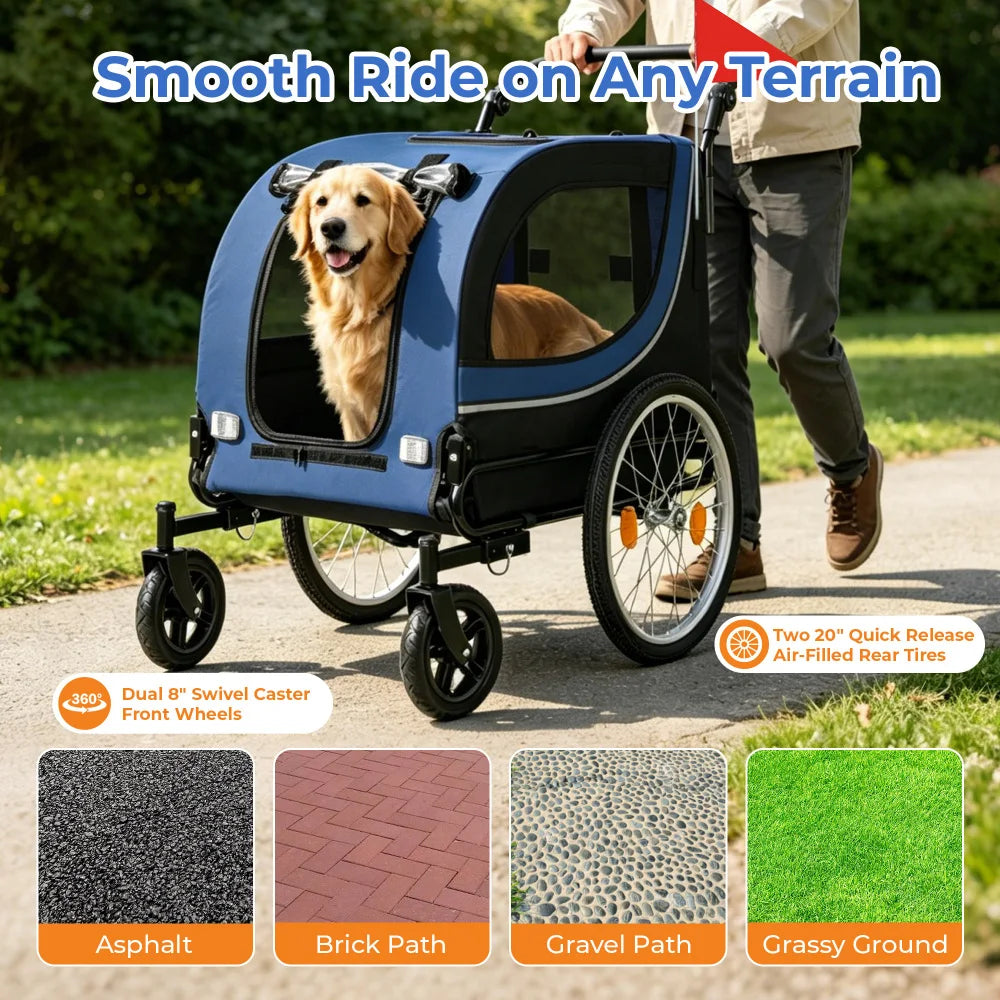 2 In 1 Pet Bike Trailer Stroller With Foldable Design