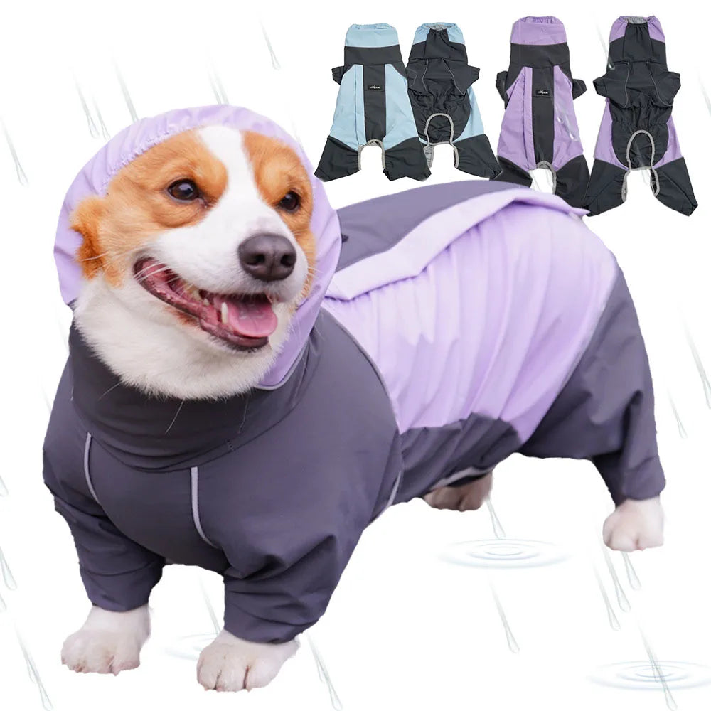 Waterproof Full Body Raincoat for Corgis and Short Leg Dogs