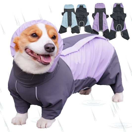 Waterproof Full Body Raincoat for Corgis and Short Leg Dogs