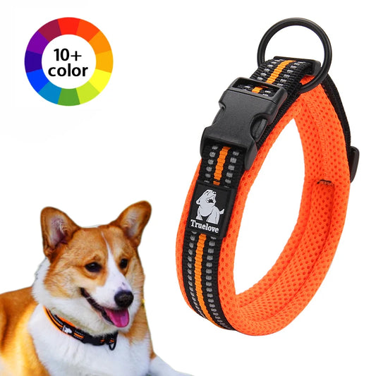 Winhyepet Padded Tactical Dog Collar With Reflective Nylon Strap