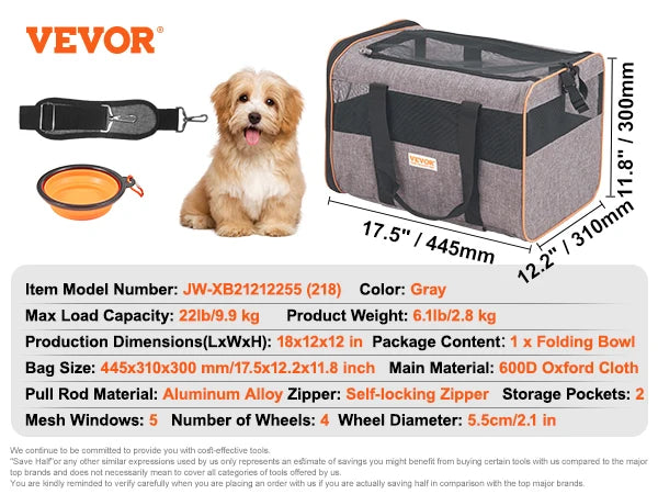 Wheeled Pet Carrier Backpack With Telescopic Handle And Shoulder Strap