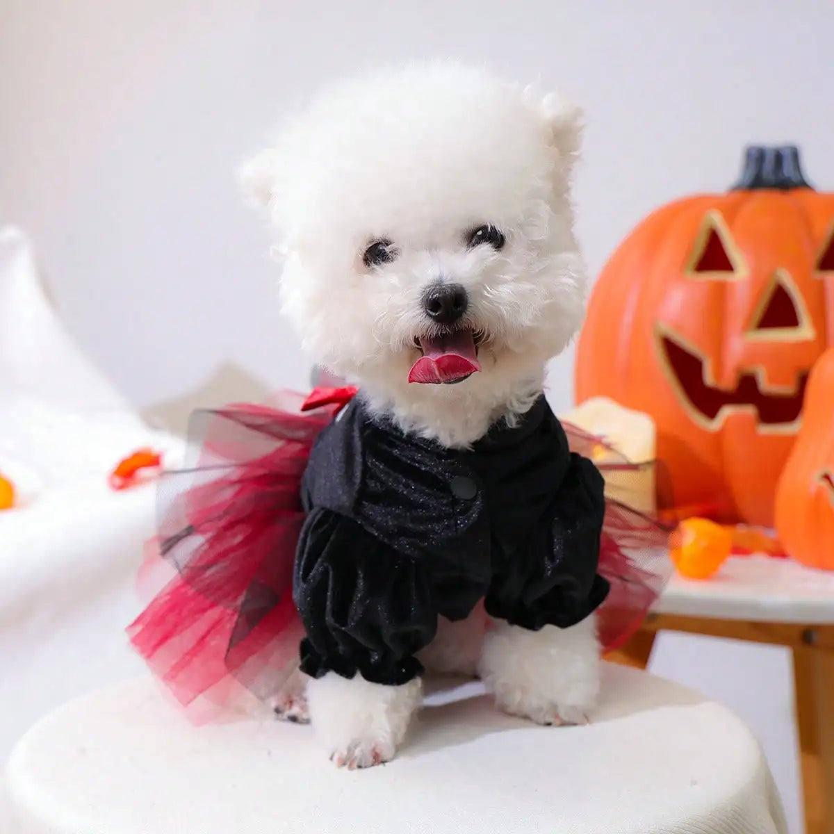 Halloween Skull Pattern Tulle Dress Pet Pirate Costume For Dogs And Cats