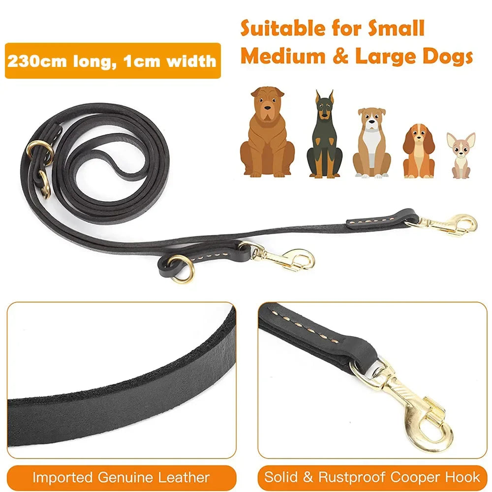 Genuine Leather Hands Free Adjustable Multi Function Dog Leash