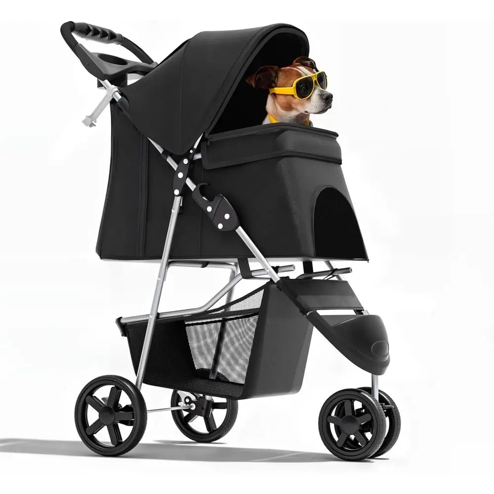 Three Wheel Pet Stroller Lightweight Carrier For Dogs And Cats
