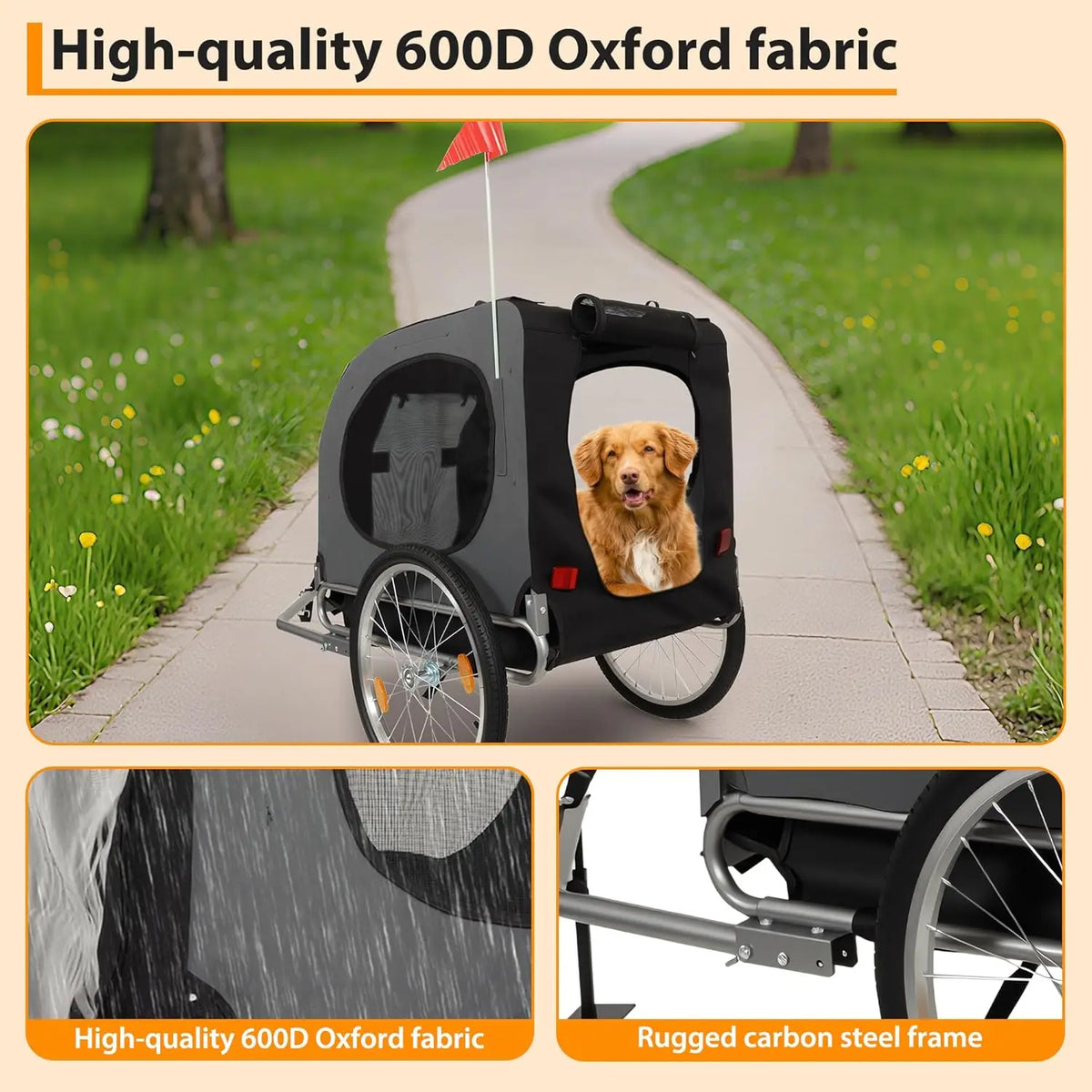 HiMISS Dog Bike Trailer And Jogging Stroller With Ventilated Mesh