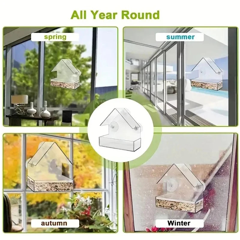 Outdoor Window Bird Feeder House With Strong Suction Cups