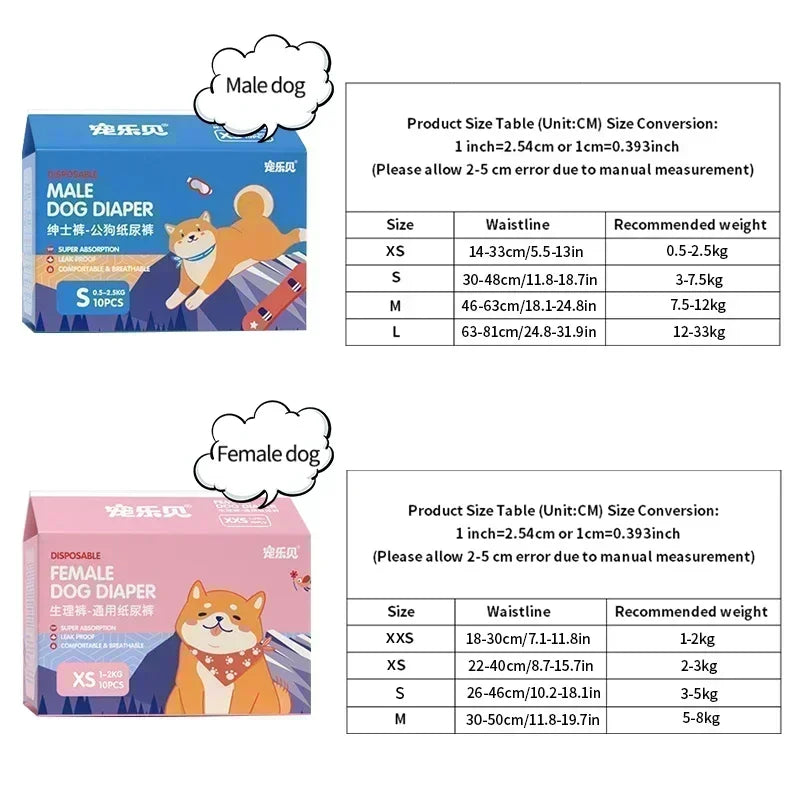 Super Absorbent Disposable Pet Diapers Leakproof Dog And Cat Nappies