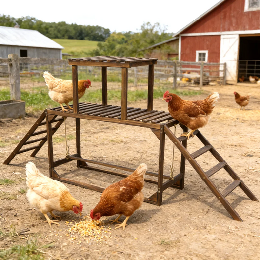 Solid Wood Chicken Perch With Swing Ladder Roosting Bar