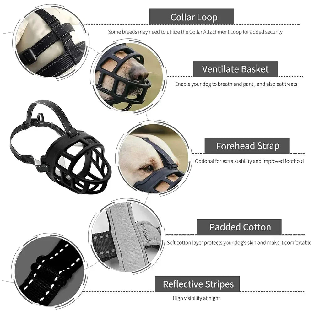 Breathable Soft Silicone Basket Dog Muzzle With Secure Buckle