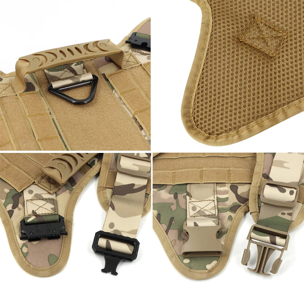 Pettravel Tactical Dog Harness Leash Set With Quick Release Handle