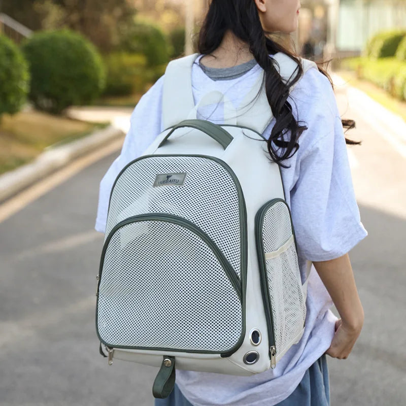 Pet Carrier Backpack, Breathable Lightweight Travel Bag with Large Front Opening and Luggage Strap for Cats and Small Dogs