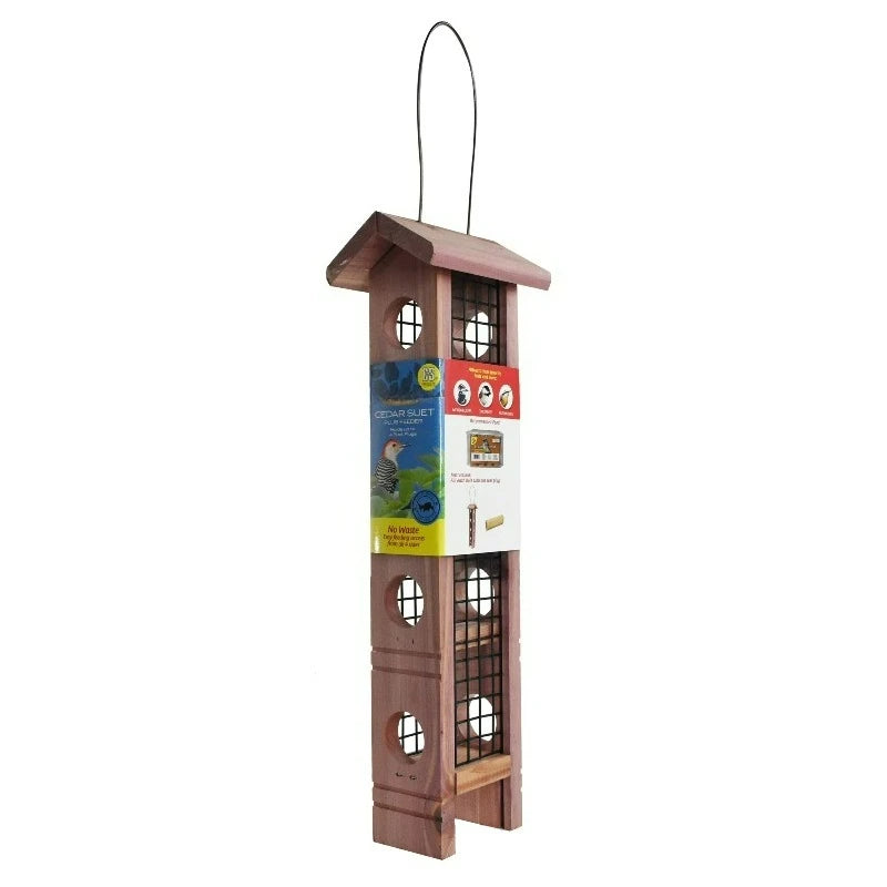 Red Cedar Wild Bird Suet Plug Feeder For Outdoor Feeding
