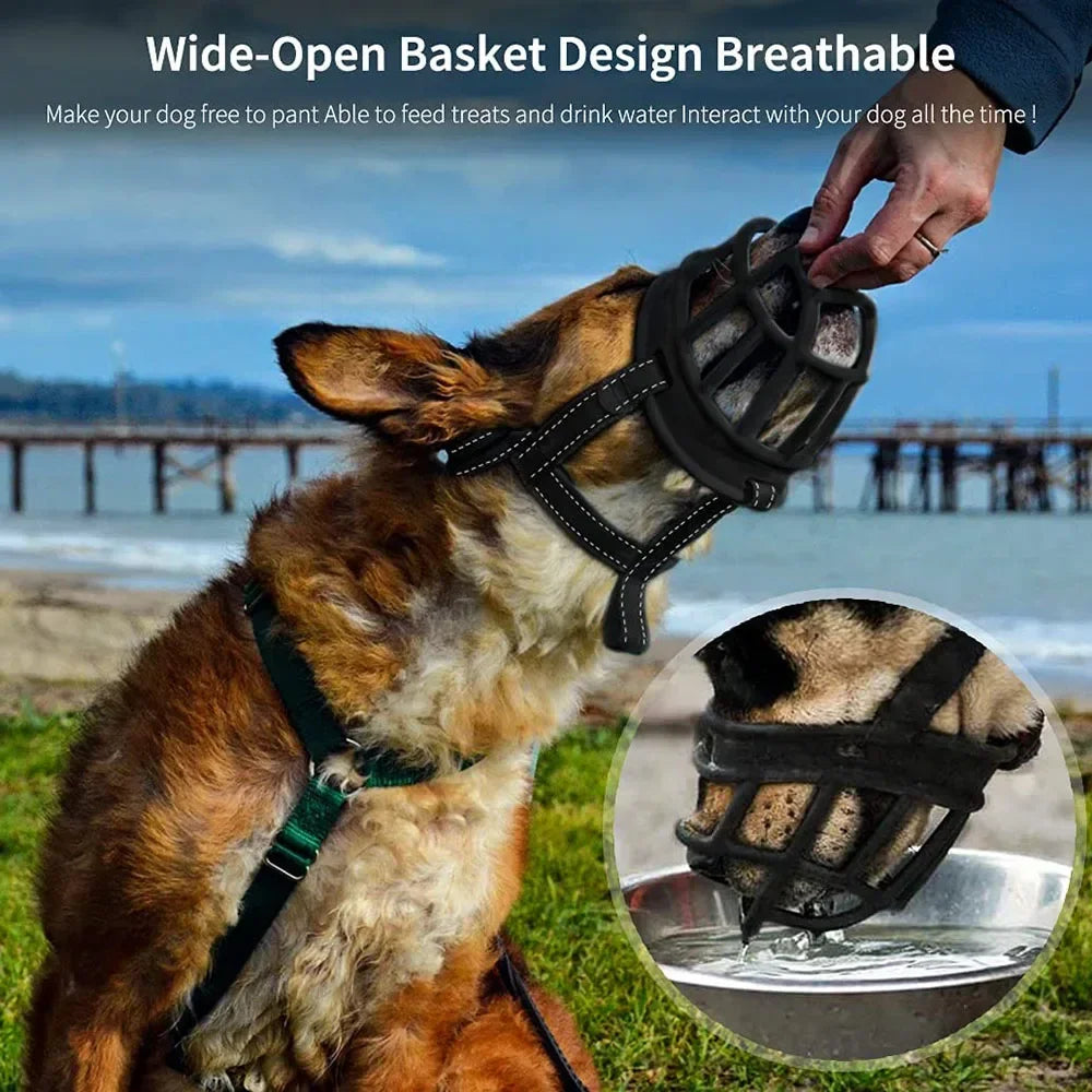 Breathable Soft Silicone Basket Dog Muzzle With Secure Buckle
