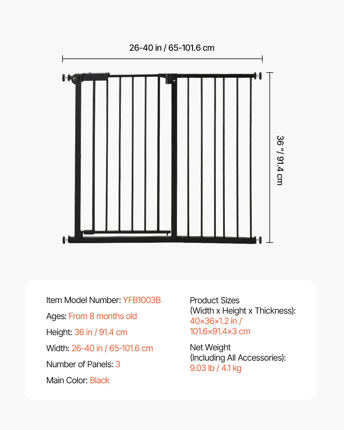 SucceBuy Stainless Steel Pressure Mount Baby Pet Security Gate