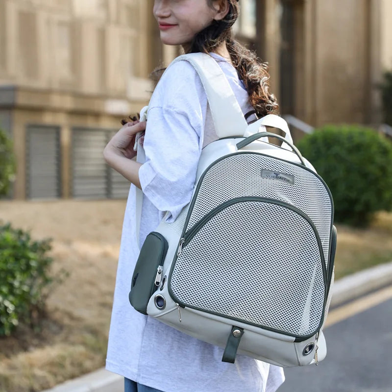 Pet Carrier Backpack, Breathable Lightweight Travel Bag with Large Front Opening and Luggage Strap for Cats and Small Dogs