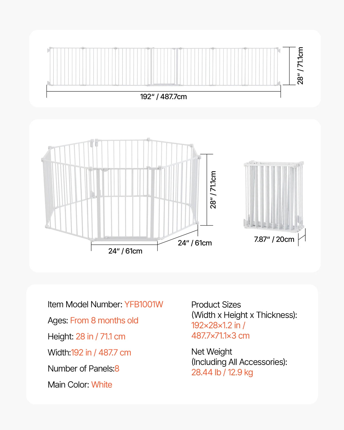 SucceBuy Stainless Steel Pressure Mount Baby Pet Security Gate