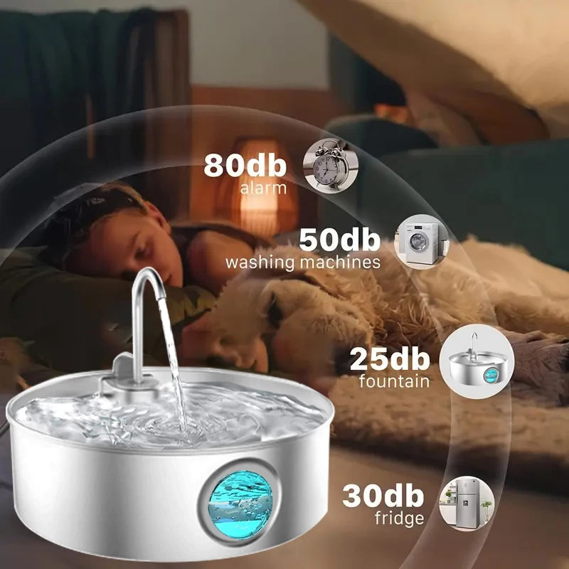 Ultra Quiet Stainless Steel Pet Water Fountain With Filter