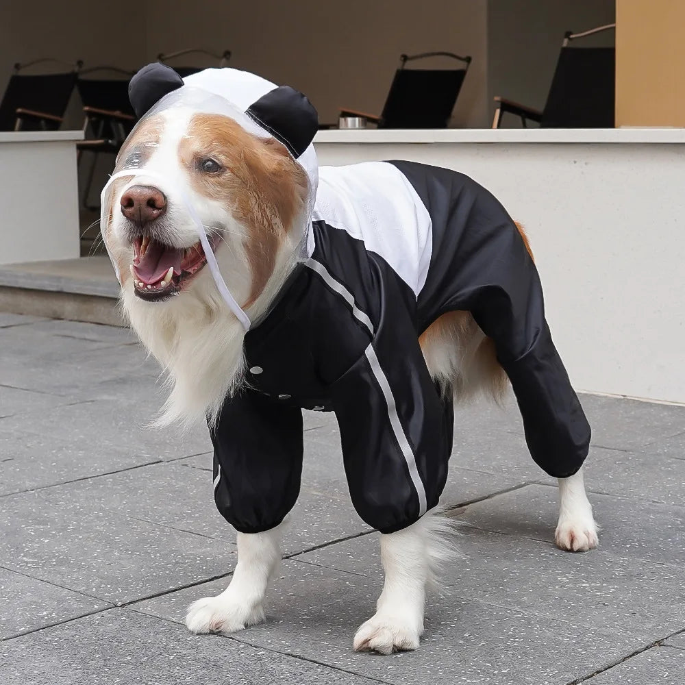 Waterproof Cartoon Puppy Raincoat with Reflective Hood for Pets