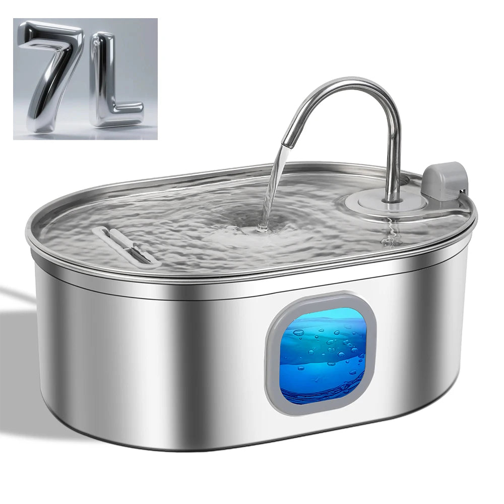 Ultra Quiet Stainless Steel Pet Water Fountain With Filter
