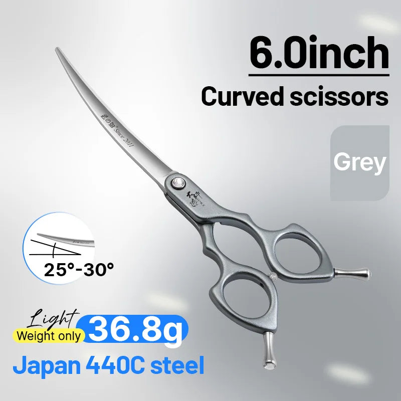 Fenice VG10 Steel Curved Dog Grooming Shears for Professional Cutting