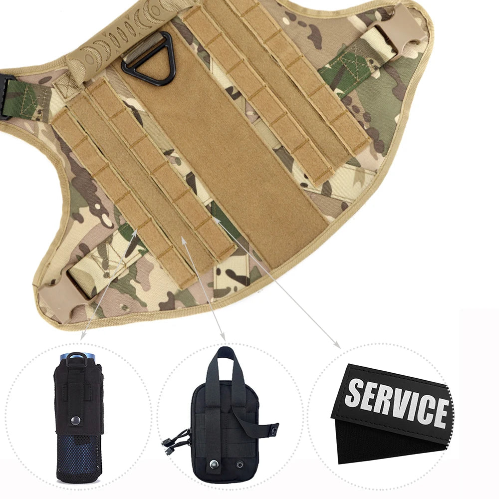 Pettravel Tactical Dog Harness Leash Set With Quick Release Handle
