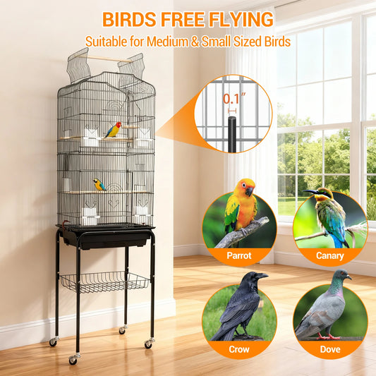 HiMiss Heavy Duty Bird Cage With Playtop And Rolling Stand