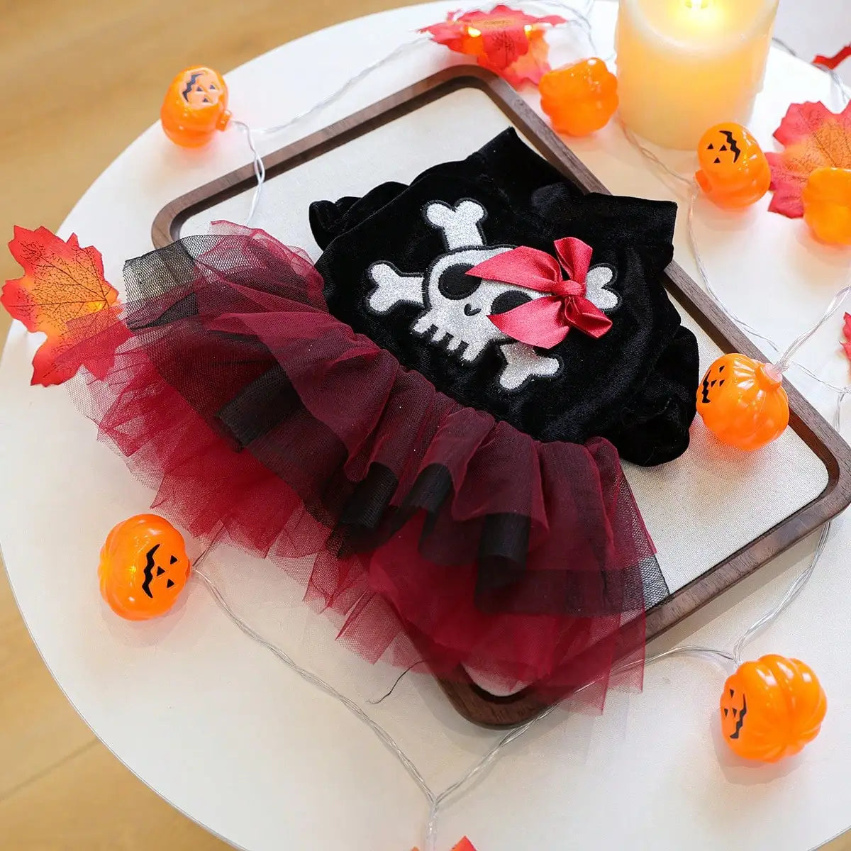 Halloween Skull Pattern Tulle Dress Pet Pirate Costume For Dogs And Cats