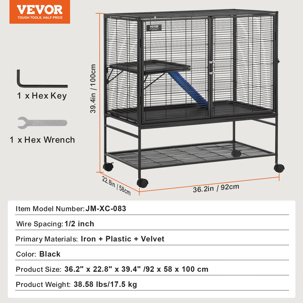 SucceBuy 4 Tier Rolling Metal Wire Small Animal Cage