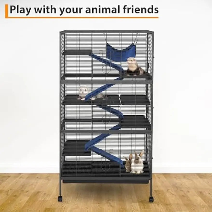 Garvee Durable Four Tier Rolling Metal Small Animal Cage